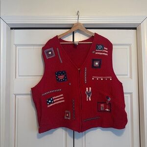 vintage Koret City Blues red knit patriotic sweater vest